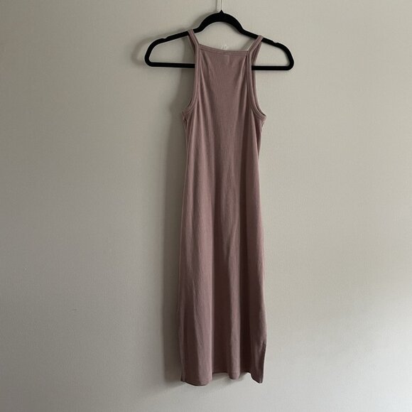 Old Navy Women S Mauve Casual Side Slits Pullover Sleeveless Rib-Knit Midi Dress - Picture 9 of 9